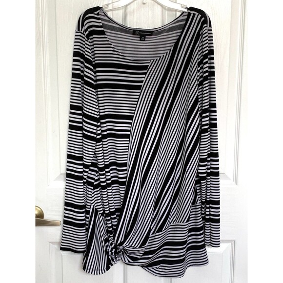 Inc International Concepts Black White Flattering Stripes Liquid Knit Top XXL - Picture 4 of 8